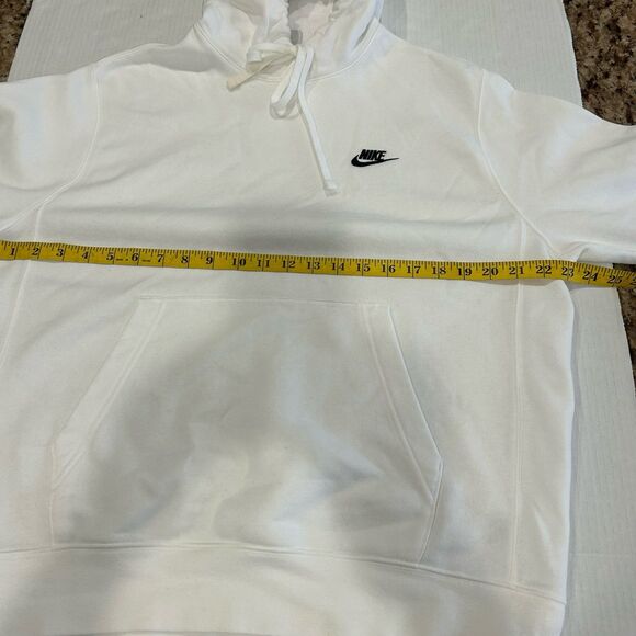 Nike Sweatshirt Men's Size M White Embroidered Swoosh Fleece Pullover Hoodie - Picture 8 of 10